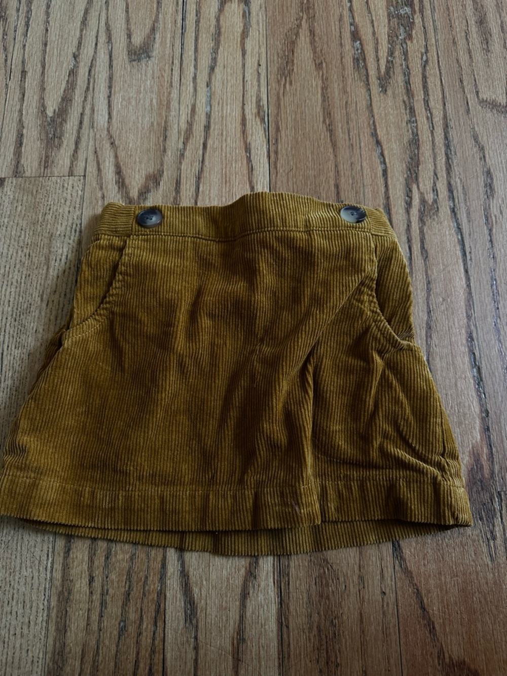 Copper Key Corduroy Pocket Skirt with Button Accents - Mustard